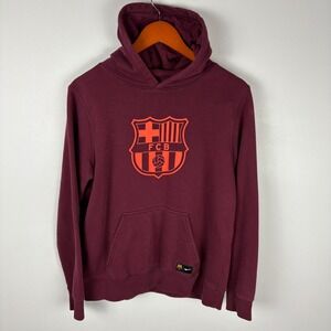 Nike FC Barcelona Pullover Hoodie Burgundy‎ FCB Crest Logo Women's XL